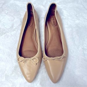 Corso Como Leather Pointed Toe Ballet Flat- Cream- 10